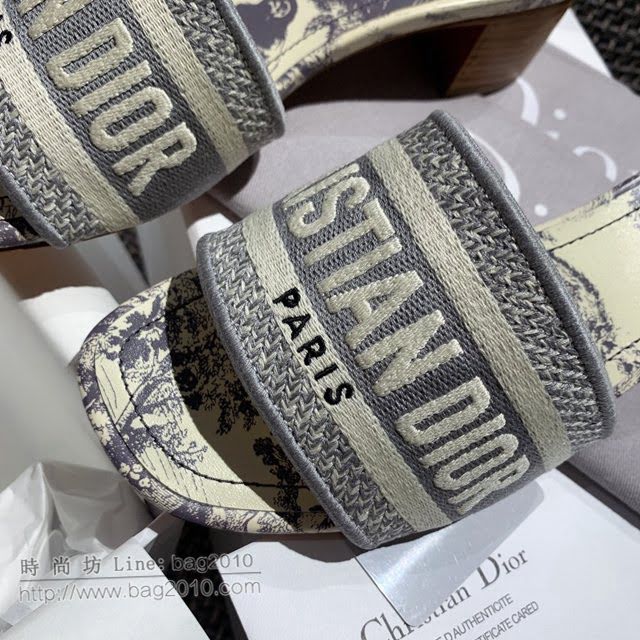 DIOR女鞋 迪奧2021專櫃新款磨砂新大底涼拖 Dior一字型刺繡平拖  naq1509